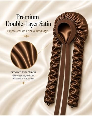 Double Layer Slik Like Satin Bonnet, 33-43" XXL Bonnet for Braids Long Hair - Image 4