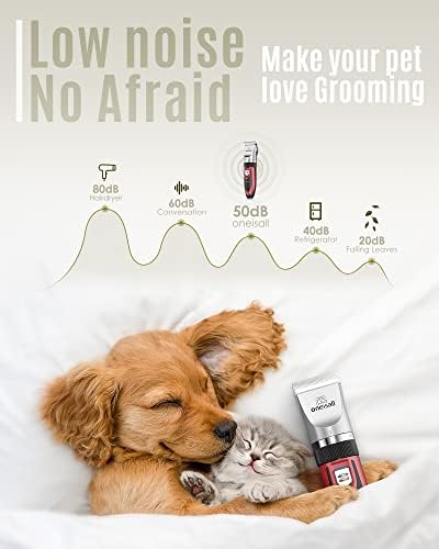 oneisall Dog Clippers Low Noise Grooming Kit for Dogs Cats Pets - Image 2