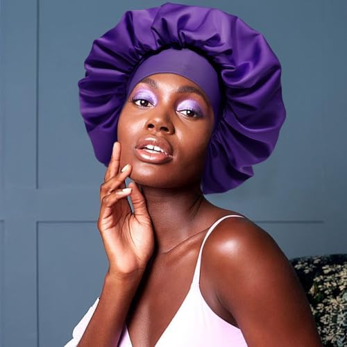 AWAYTR 2-Layer Satin Hair Bonnet, Tie Band Sleep Cap for Women - Image 5