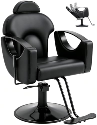 Salon Chair for Hair Stylist Reclining Barber Chair for Home Barbershop by GRATIVIAOFFICIAL