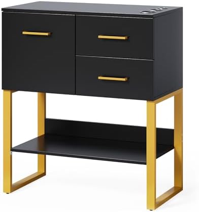 OmySalon Beauty Barber Station, Salon Stations for Hair Stylist, Salon Storage Cabinet with Drawers & Hair Dryer Holders, Styling Station for Spa Dresser, Black by OmySalon