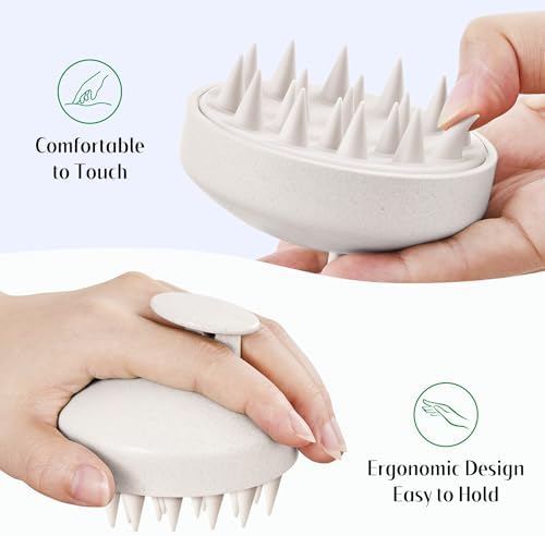 HEETA Wheat Straw Scalp Scrubber Shampoo Brush Massage Tool for Hair Growth - Image 4