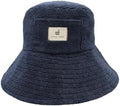 Sauna Hat – Japan's Original Bucket-Style Sauna Cap, Terry Cloth, Wide-Brim Heat & Hair Protection, Pocket, Machine Washable, Unisex (Navy) by TotonoiJapan