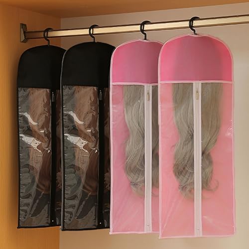 Wig Storage Bags with Hangers, 16 Pack, 2 Sizes, Clear Window - Image 6