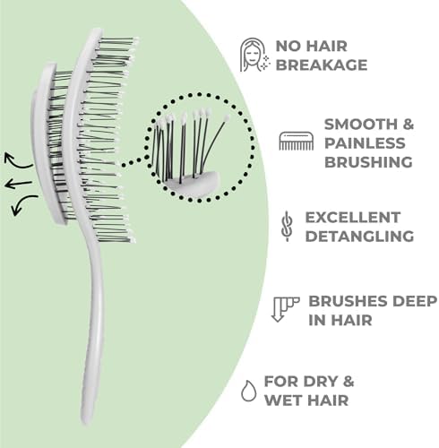 Ninabella Detangler Brush - No Tangle Hair Brush for Women, Fine, Thick and Long Hair - Hairbrush for Wet and Dry Hair, Gentle on the Scalp - Stone Grey - Image 3