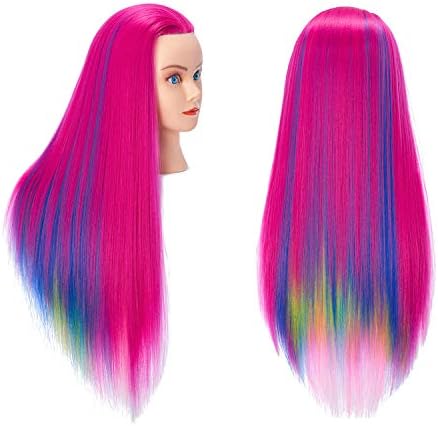 26-28'' Mannequin Head Yaki Synthetic Fiber Hair Styling Training Head Dolls for Cosmetology Manikin Maniquins Practice Head with Stand (6611W0320) by Hairlink