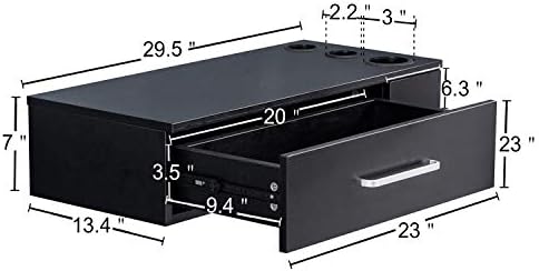 BarberPub Locking Wall Mount Styling Salon Station 3036-2(Black) - Image 3