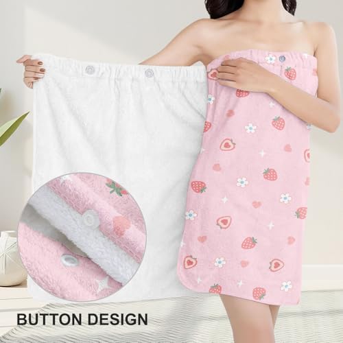 Absorbent Bath Towel Wrap Set (32 X 60 in), Strawberry Towel Wrap - Image 5