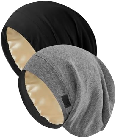 2Pcs Satin Lined Bonnet for Sleeping for Women Men by DUOMODRAGON