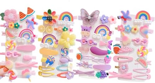Girl Hair Clips, Toddler Hair Accessories, Girls Clips for Hair clips for kids, toddler girls barrettes Hair Pin, Flower Rainbow Candy Fruits Set Cute hair clips for girls kids Baby (Style 7) by BIUCHY