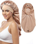 AWAYTR 2-Layer Satin Bonnet for Braids, Wide Band Long Sleep Cap Champagne by AWAYTR