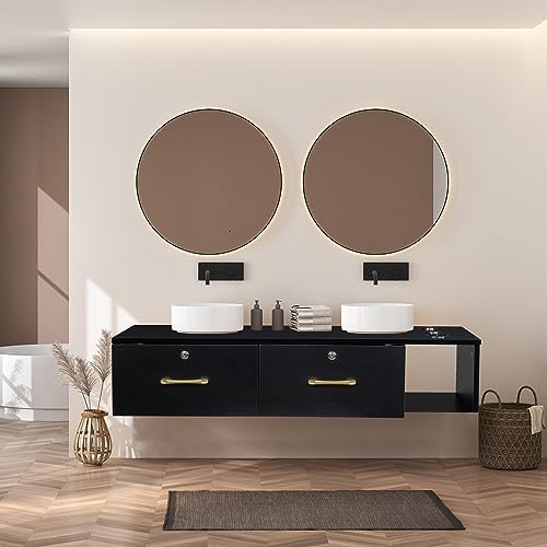 Wall Mount Styling Station,Locking 2 Drawers Storage Beauty Salon Equipment,Styling Barber Station for Hair Stylist,3 Hair Dryer Holes Locking Salon Cabinet for Salon,Home & Bathroom (Black) - Image 7