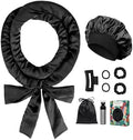Gwabee Satin Heatless Curls Overnight Hair Curlers to Sleep In Hair Curler Rollers No Heat Hair Wrap for Curls Headband, 70" Satin Heatless Curling Rod Set for Women Long Waves Hair Volume -Black 9PCS by Gwabee