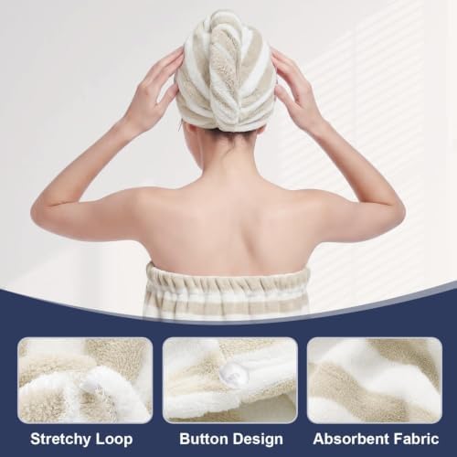Oversized Bath Towel Wrap for Women with Plus Size Hair Dry Towel Set - Image 3
