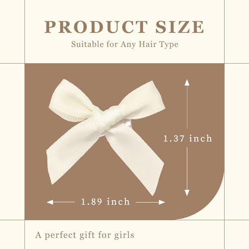 30PCS Bow Hair Clips Beige Satin Mini Bowknot Hair Accessories Cute Hair Bow Barrettes Ribbon Hairpins for Women Girls - Image 3