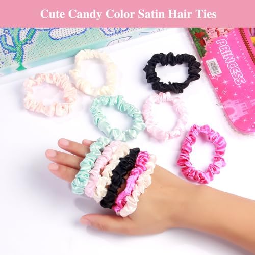 3pcs Satin Bonnets for Kids Sleeping, Cute Hair Bonnet with Scrunchies for Girls Curly Hair, B - Image 5