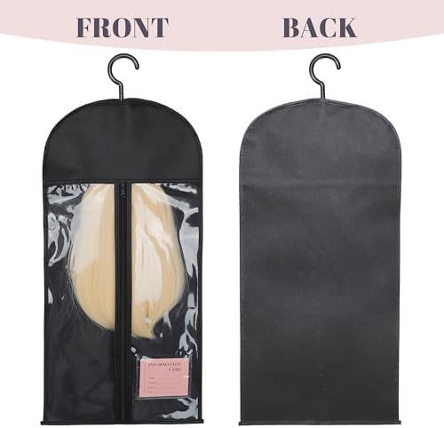 6PCS Anti-Static Wig Storage & Care, Multi-functional Wig Holder for Multiple Wigs Wig bags for travel, Dust-Proof Storage Organizer with Hook for Hair Extensions, Wigs & Accessories (Black) - Image 3