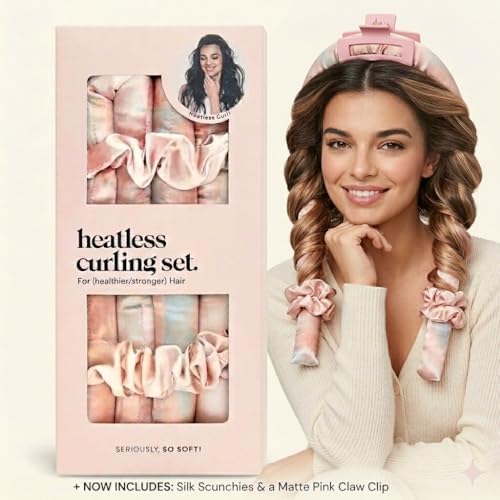 Heatless Curling Set with Claw Clip – Satin Hair Curler for Overnight Curls, No Heat Hair Styling Kit with Scrunchies for Long Hair - Image 4