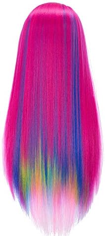 26-28'' Mannequin Head Yaki Synthetic Fiber Hair Styling Training Head Dolls for Cosmetology Manikin Maniquins Practice Head with Stand (6611W0320) - Image 6