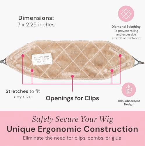 MILANO COLLECTION Glueless Top Grip for Hair Topper & Wiglets, Adjustable Translucent Strap with Side Openings, Top Headband for Your Wig or Topper, Includes Clips, Beige, Medium - Image 4