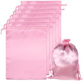 6Pcs Wig Bags with Satin Drawstring, Pink Silk Hair Storage Bags by Unknown