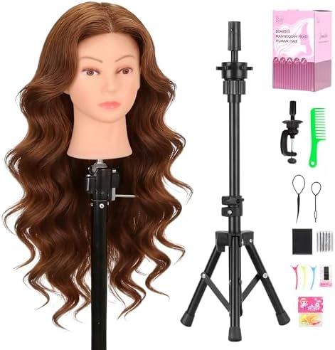 22-24'' 100% Human Hair Mannequin Head with Adjustable Stand by Demides