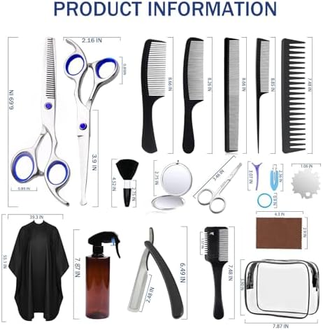 Hair Cutting Scissors Kit,27PCS Professional Stainless-Steel Sharp Barber Professional Hairdressing Shears Set with 6.5 Inch Cutting Scissors,Thinning Shears for Man Woman Adults Kids Home Salon - Image 6
