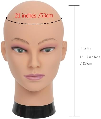 Mannequin Head Bald Female Cosmetology Manikin Head for Wigs Making Wig Display Hat Display Glasses Display Hairdressing Training Head Doll Head with Clamp - Image 5