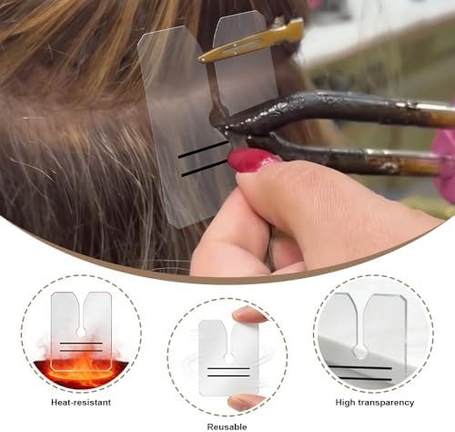 Keratin Extension Tool 10Pcs/Box Acrylic Hair Extension Heat Fusion Protector Shield Guards K Tip Single Hole Transparent Protective Plates with Storage Case Pre-Bonded Extensions - Image 5