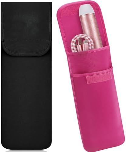 Shappy 2 Pieces Curling Iron Travel Bag Hair Tools Organizer Bag Heat-resistant Storage Pouch Case for Flat Irons Styling Tools Straightener(Black, Rose Red) by Shappy