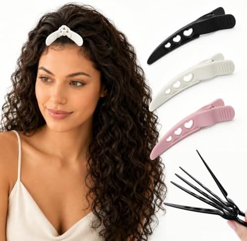 3 Pcs Volume Hair Clips for Roots, Root Clips for Curly Hair Volume, 4-Prong Design No-Crease Hairs Volumizing Clip Comb,DIY Hair Styling Tool for Men & Women (White+Black+Pink) by Unknown