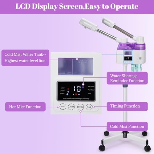 Professional 2 in 1 Facial Steamer, Esthetician Steamer with Hot & Cold Mist, Face Steamer for Facial Deep Cleaning, Facial Steamer for Home Beauty Salon Spa - Image 2