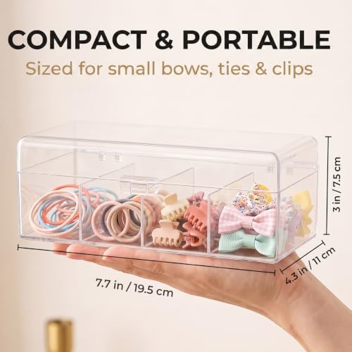 JessLab Hair Accessories Organizer for Girls Bows, Hair Clip, 4 Compartment - Image 2