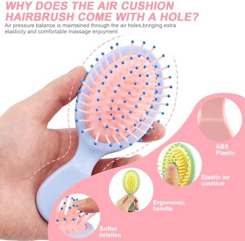 12pcs Mini Wet Hair Brush for Women Teen Girls Toddler Wet Dry Hair, Travel Hairbrush, Valentines Day Bulk Gifts, Bachelorette Party Favors, Bridesmaid Gift Spa Party Supplies, Stocking Stuffers - Image 3