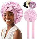 AWAYTR 2-Layer Satin Hair Bonnet, Tie Band Sleep Cap for Women by AWAYTR