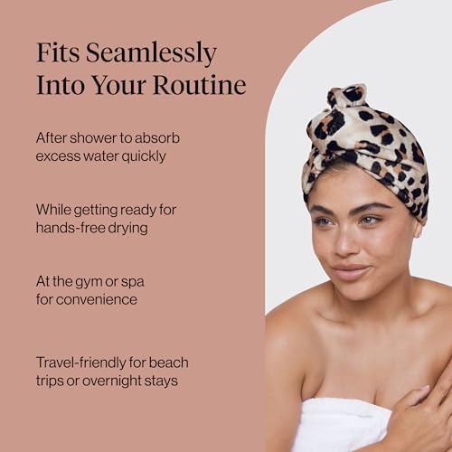 Kitsch Microfiber Hair Towel Wrap for Women - Leopard - Image 6