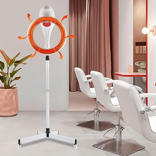 Hooded Stand Up Hair Bonnet Dryer Orbiting Rotating Hair Processor Perm Styling with Timer Swivel Caster Rolling Base for Beauty Salon or Home Use 360 Degree Rotation Compatible White - Image 5