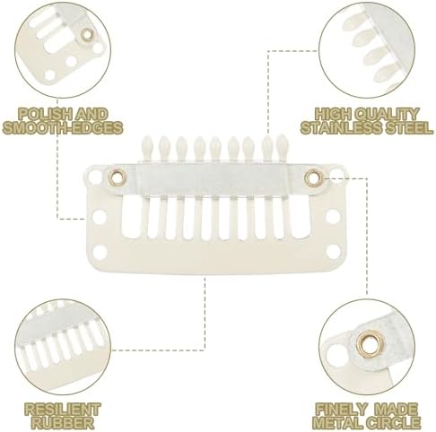 WILLBOND 30 Pcs Wig Clips Hair Extensions, 9-Teeth 32 Mm, Beige White - Image 3