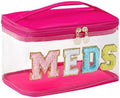 uekeboag Chenille Letter MEDS Clear Medicine Makeup Bag(01Hot Pink) by uekeboag