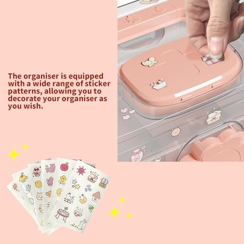 Covetree Three-Layer Multipurpose Storage Box with Handle – Ideal for Hair Accessories, Sewing Supplies, Art Supplies, Medicine, and Tools Organizer for Kids (transparent) - Image 5