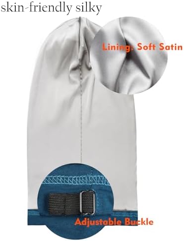 3 Size Satin Lined Sleep Caps for Braids,Dreadlocks Natural Curly Hair Adjustable - Image 2