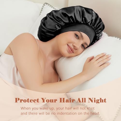 2pcs Satin Bonnet for Sleeping, Silk Hair Sleep Bonnets for Women - Image 2