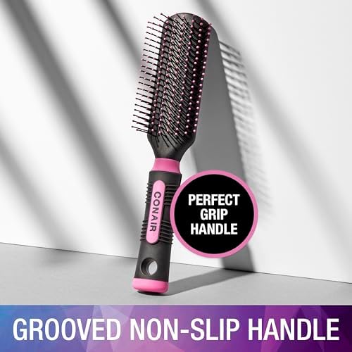 Conair Salon Results Hairbrush - Hair brush for Men and Women - Detangling - suitable for all hair types -features Nylon Bristles - Pink/Black - Image 3