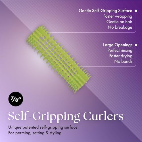 Olivia Garden Jet Set EZ Grip Self-Gripping Curlers - Hair Rollers for Setting or Perming - Style Curls and Waves, 7/8" - 6 Count - Image 3