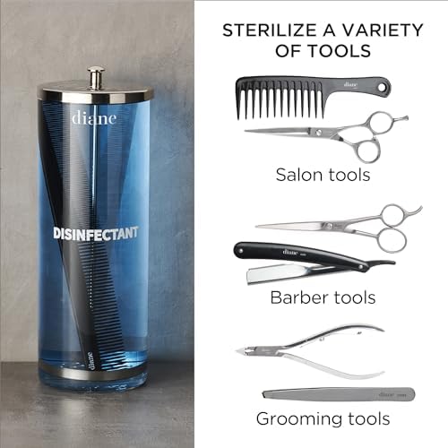 Diane Glass Disinfectant Jar for Sterilizing Hair Salon Shears, Combs, Barber Cleaning Supplies, Clippers, and Nail Tools – Large - 10” Tall x 3.4” Wide – 33 Fl Oz Capacity - Image 3
