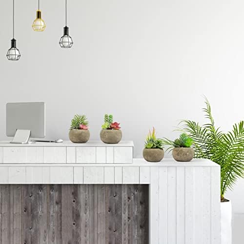 Succulents Plants Artificial 4 Pack, Mini Fake Succulents in Pots, Assorted Small Faux Succulent Decorative for Living Room Home Office Decor - Image 6