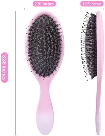 Boar Bristles Hair Brush for Women and Men, Detangling Hair Brush for Smoothing Massage Add Shine, Nylon&Boar Bristles Detangler brush for Hair Healthy (1 Pcs-Pink&White) - Image 7