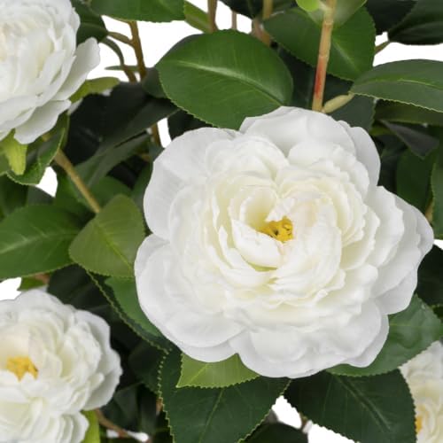 2 Pack 34'' Artificial Camellia Tree with 20 White Flowers - Image 3