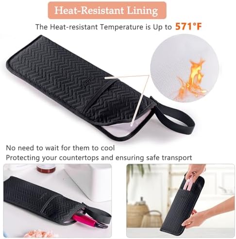 Hair Tools Travel Bag, Heat Resistant Curling Iron Holder & Flat Iron Case, Hot Tools Organizer Pouch for Hair Straightener, Hair Dryer, Crimper & Styling Accessories, Travel Makeup Bag - Image 3