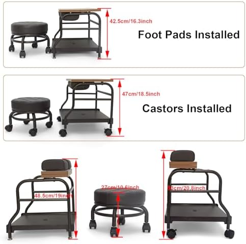 Elitzia Pedicure Cart with Wheels & Leg Pads, Salon Trolley Nail Foot Care - Image 6